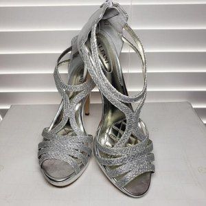 Alfani TACY Silver Open Toe Slip-On Zip Heels